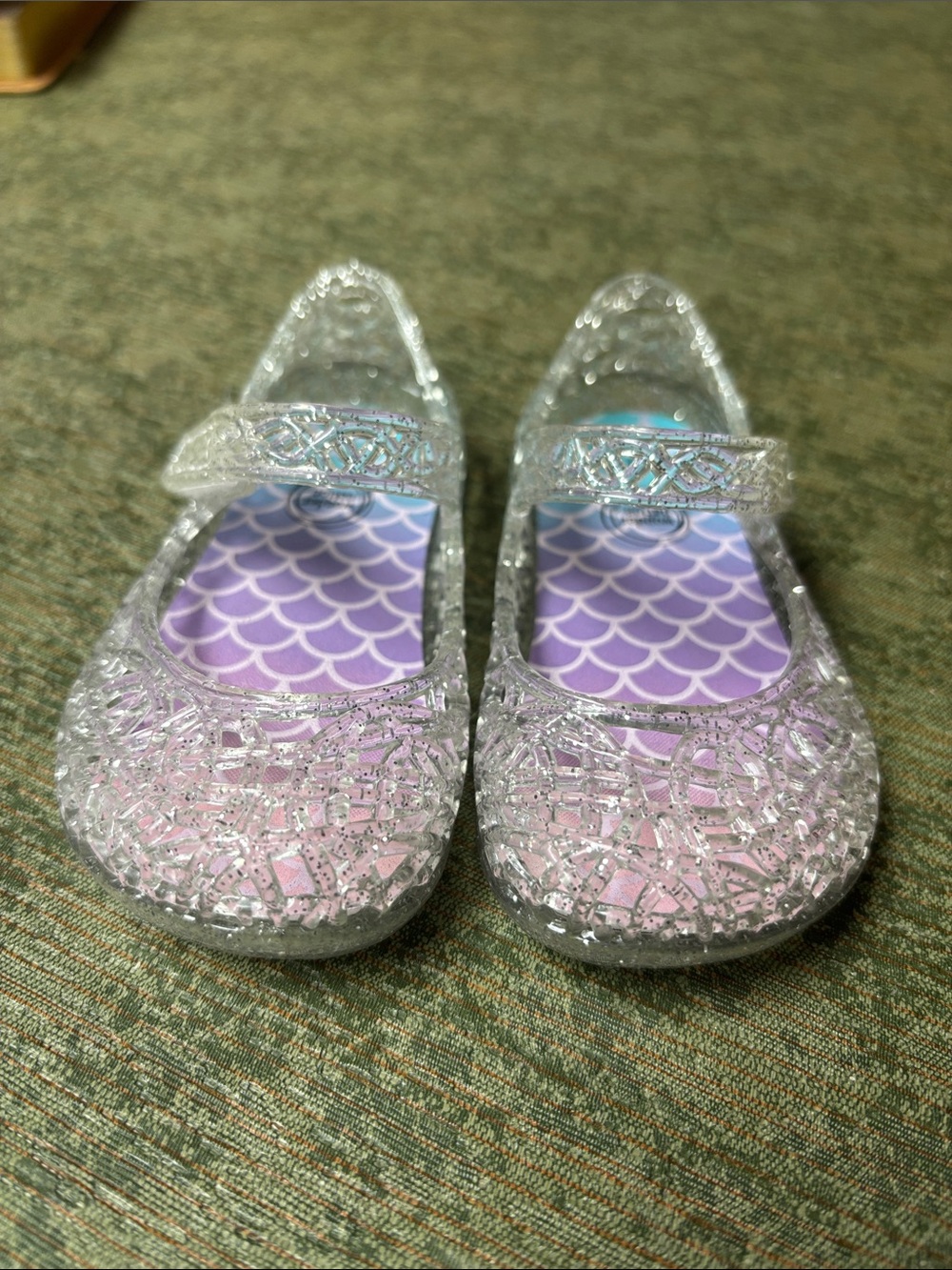 wonder nation Silver Glitter Jelly Mary Janes with Pink and Purple Insole